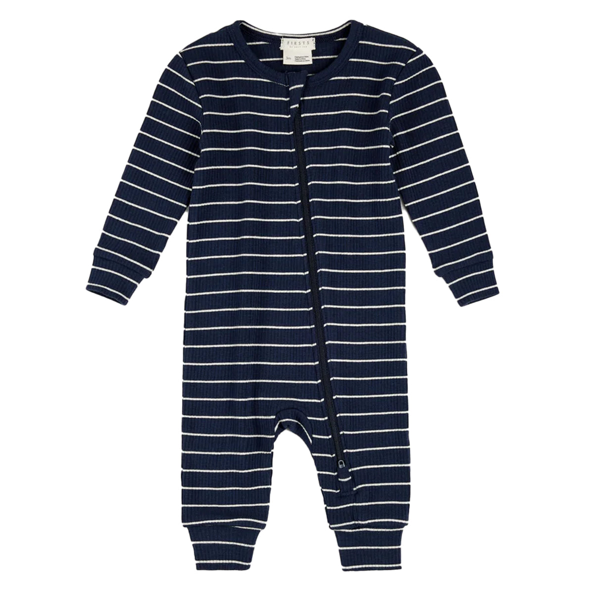 Boy's Dress Blues Navy Stripe Zip Front Romper