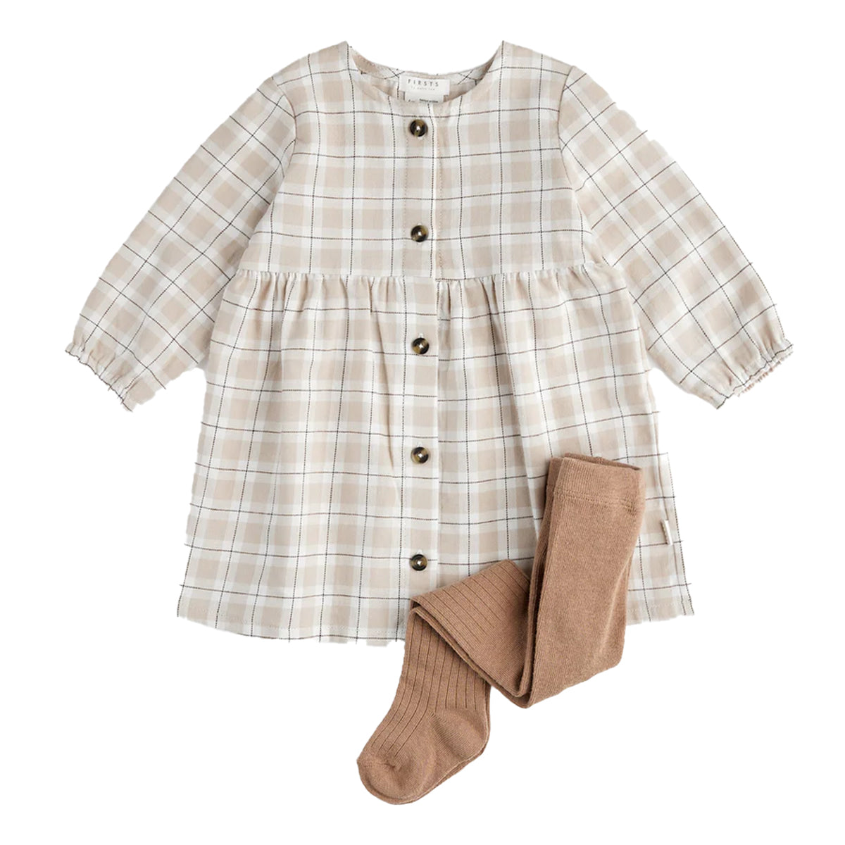 Girl's Dune Plaid Dress and Tights Set