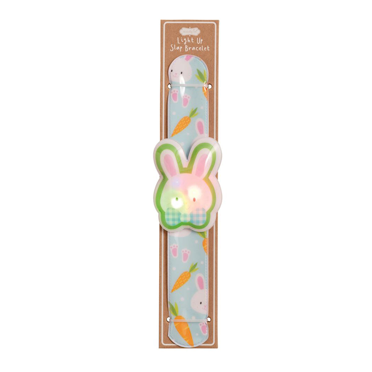 Light-up slap bracelet with blue strap and bunny design