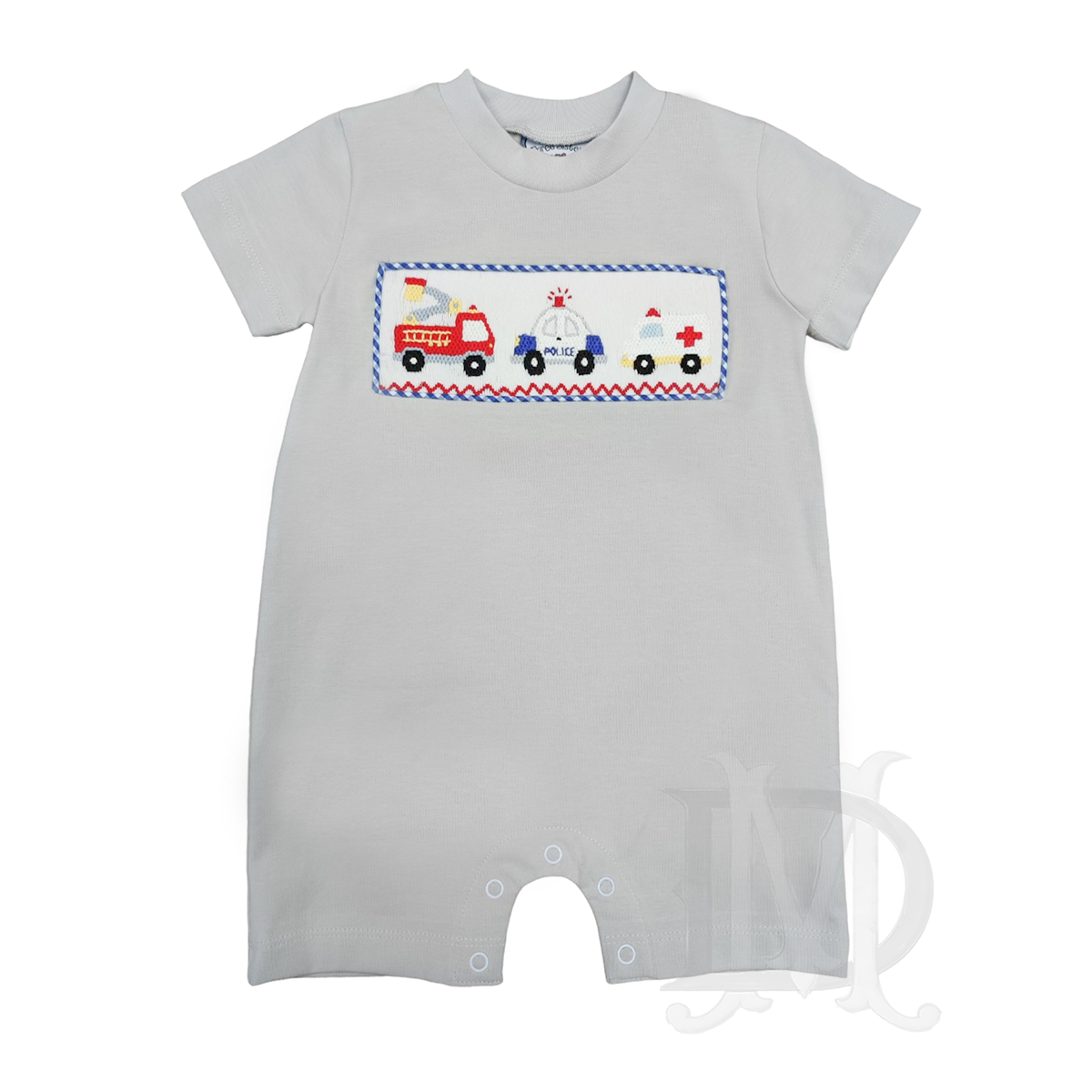 Boy's Emergency Vehicles Smocked Romper