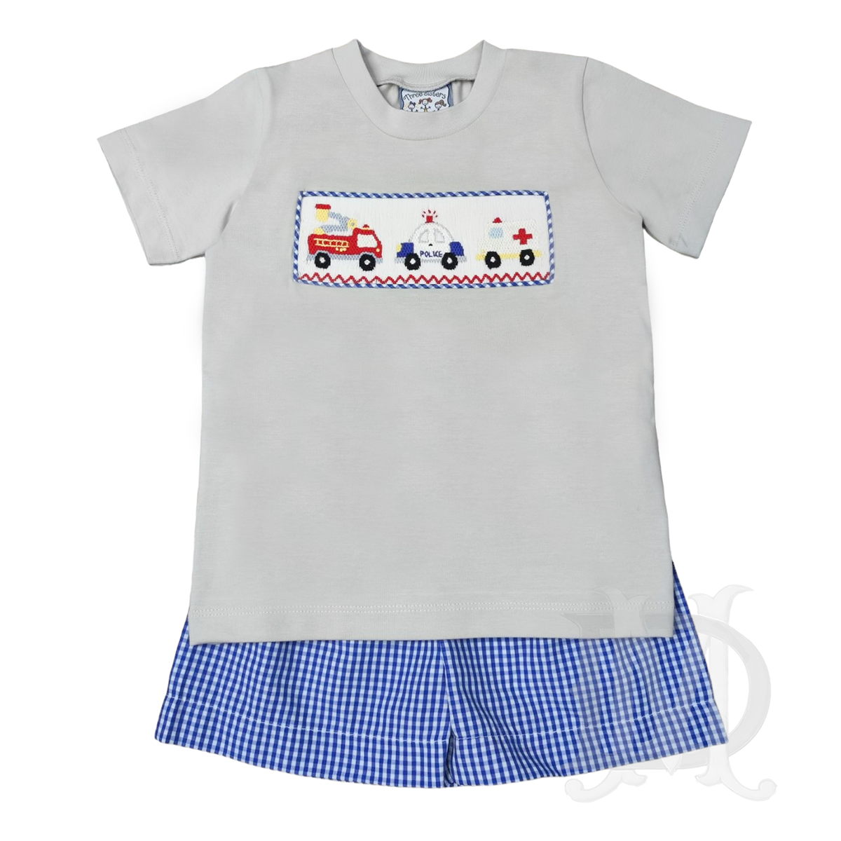 Boy's Emergency Vehicles Smocked Short Set