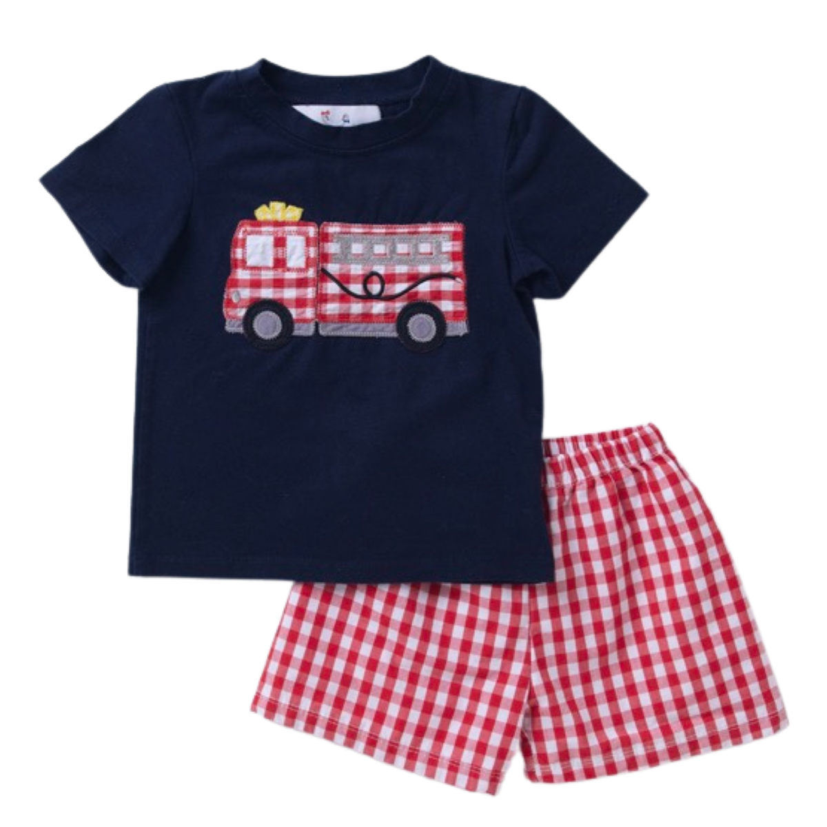 Toddler Boy's Firetruck Appliqued Shorts Set by City Beautiful
