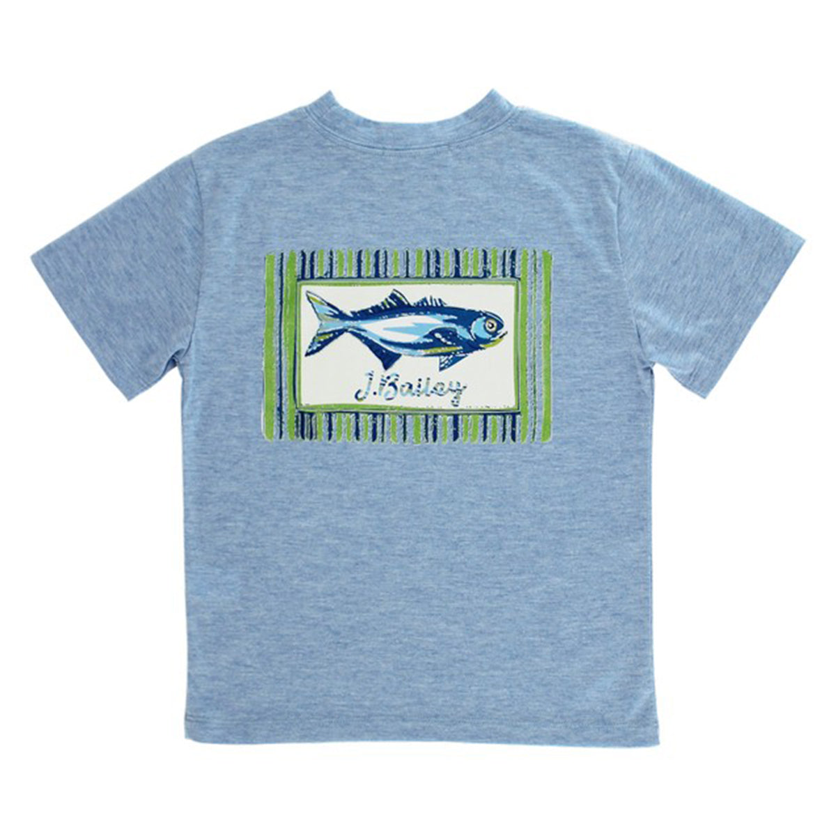 Boy's Fish on Heathered Blue Short Sleeve T-Shirt 