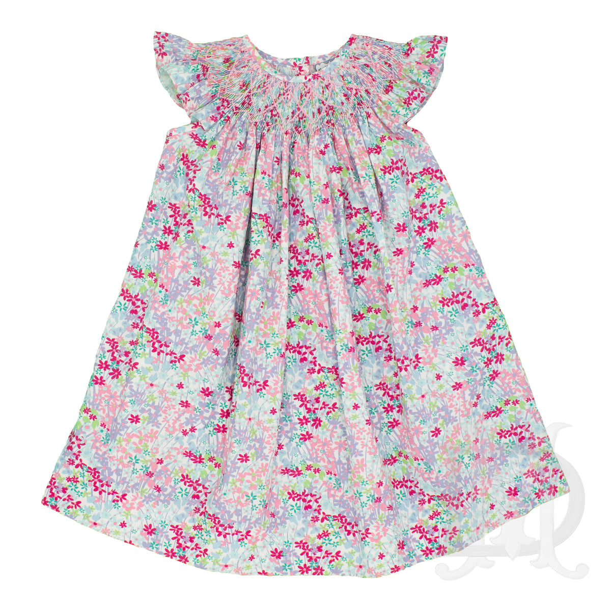 Toddler Girl's Flowery Fields Smocked Bishop Dress