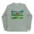 Light green long-sleeve shirt with a football field graphic