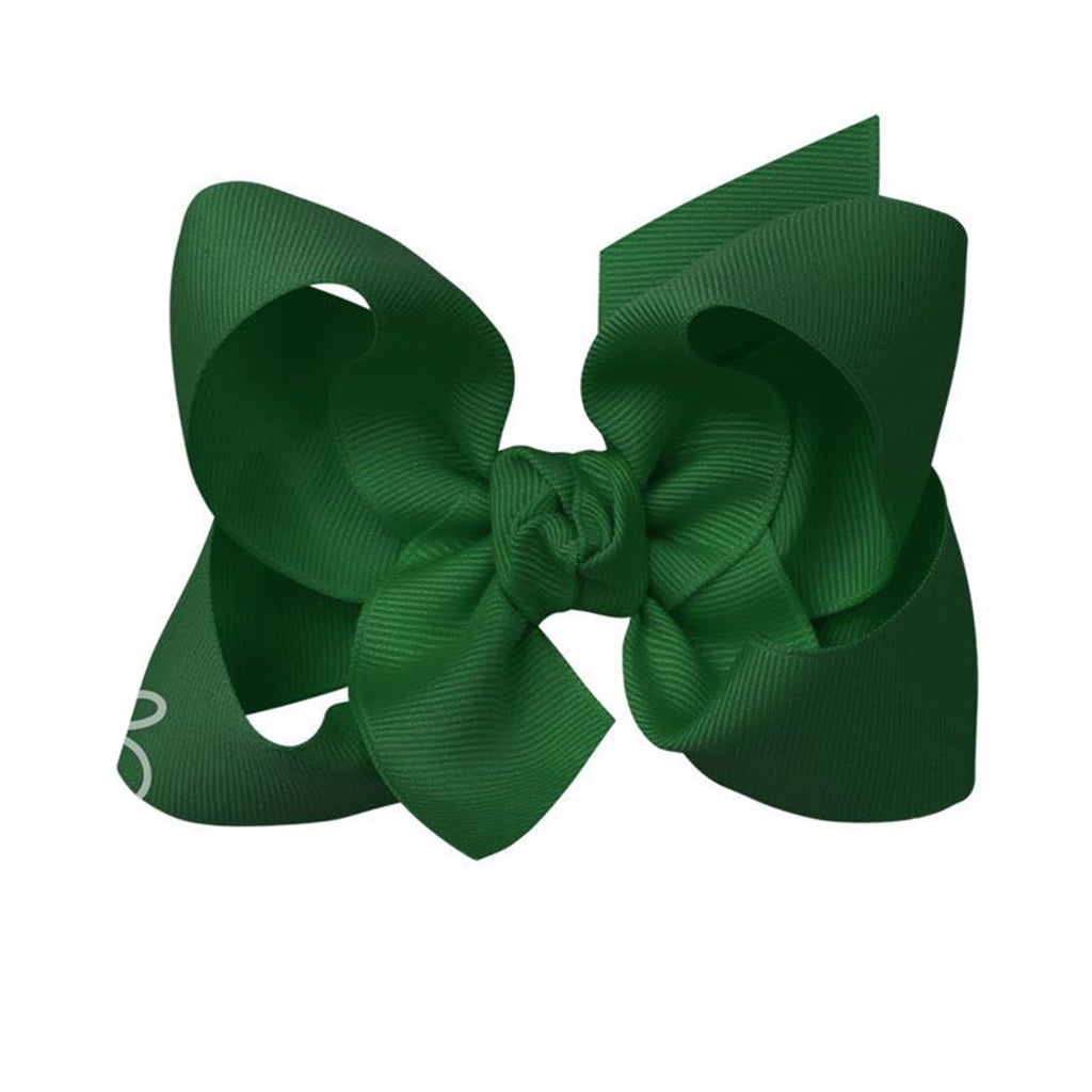 Dark green grosgrain classic hair bow with double knot center.