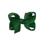 Dark green grosgrain classic hair bow with double knot center.