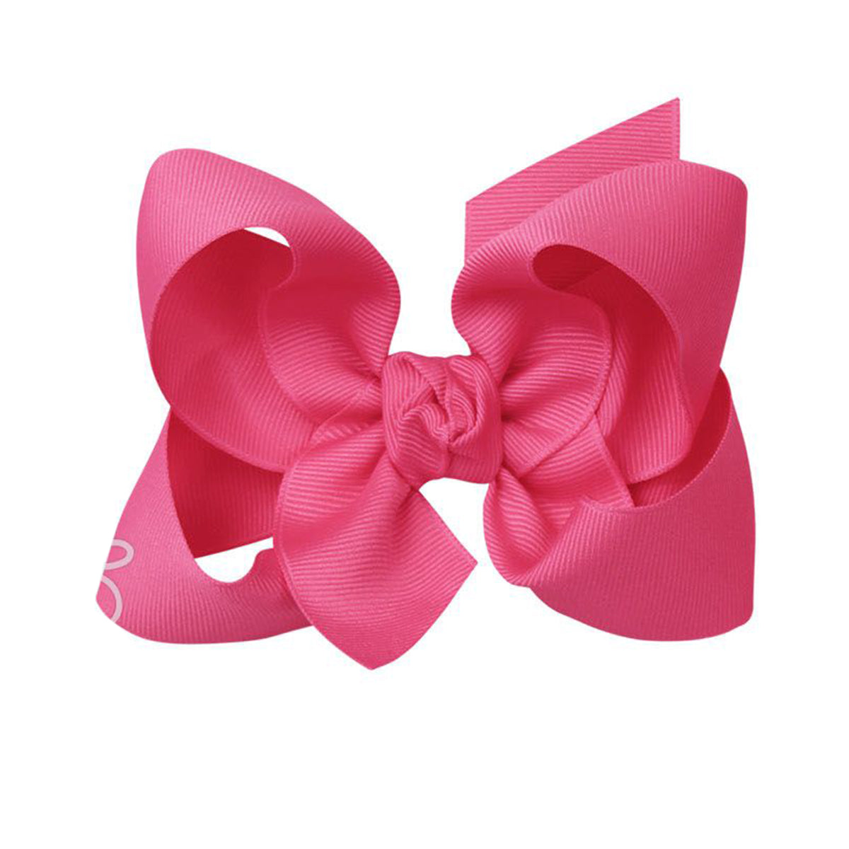 Fuchsia pink grosgrain classic hair bow with double knot center.