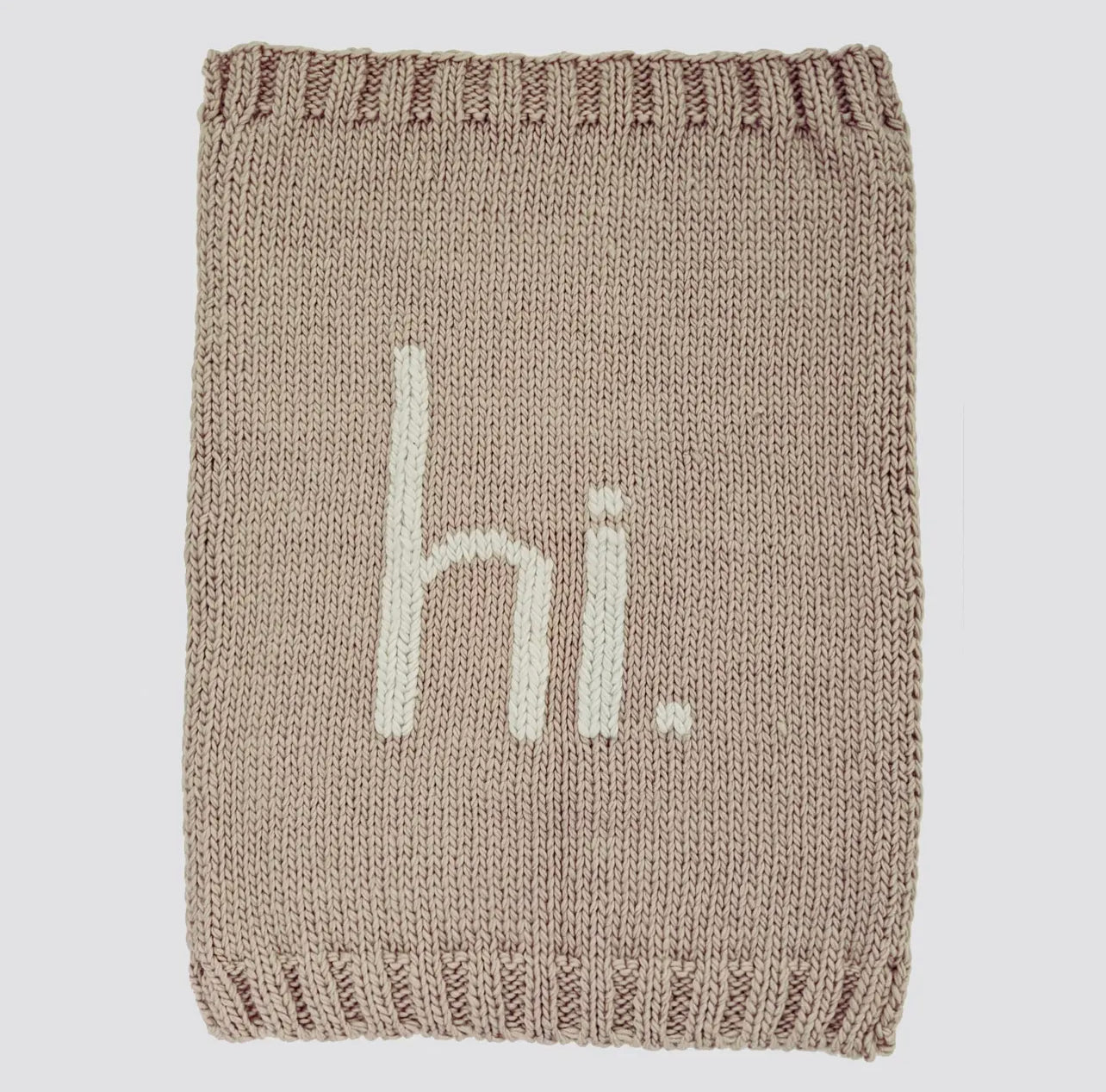 "Hi" Hand Knit Pebble Blanket