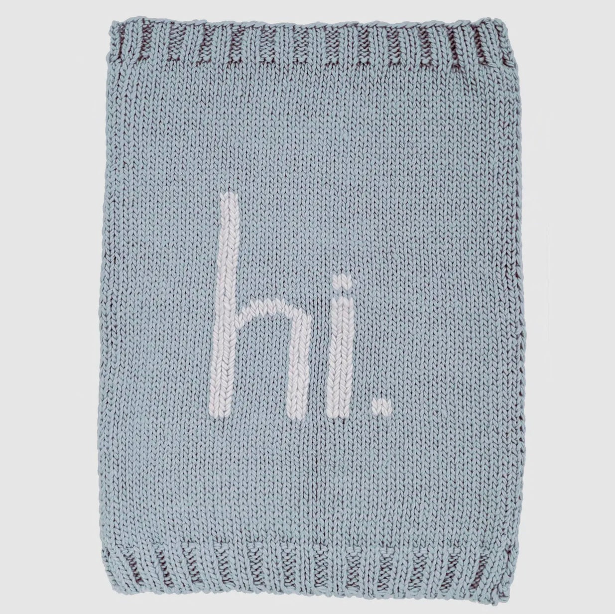 "Hi" Hand Knit Surf Blue Blanket