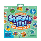 Shrink-Its DIY Shrink Art Kit packaging with colorful shrink art characters on a green background.