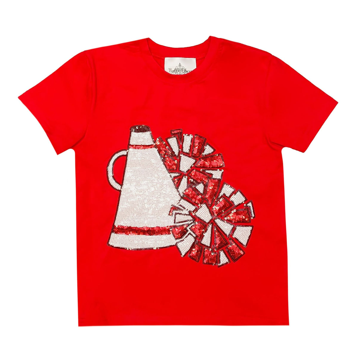 Girls red sequin megaphone football game day tee