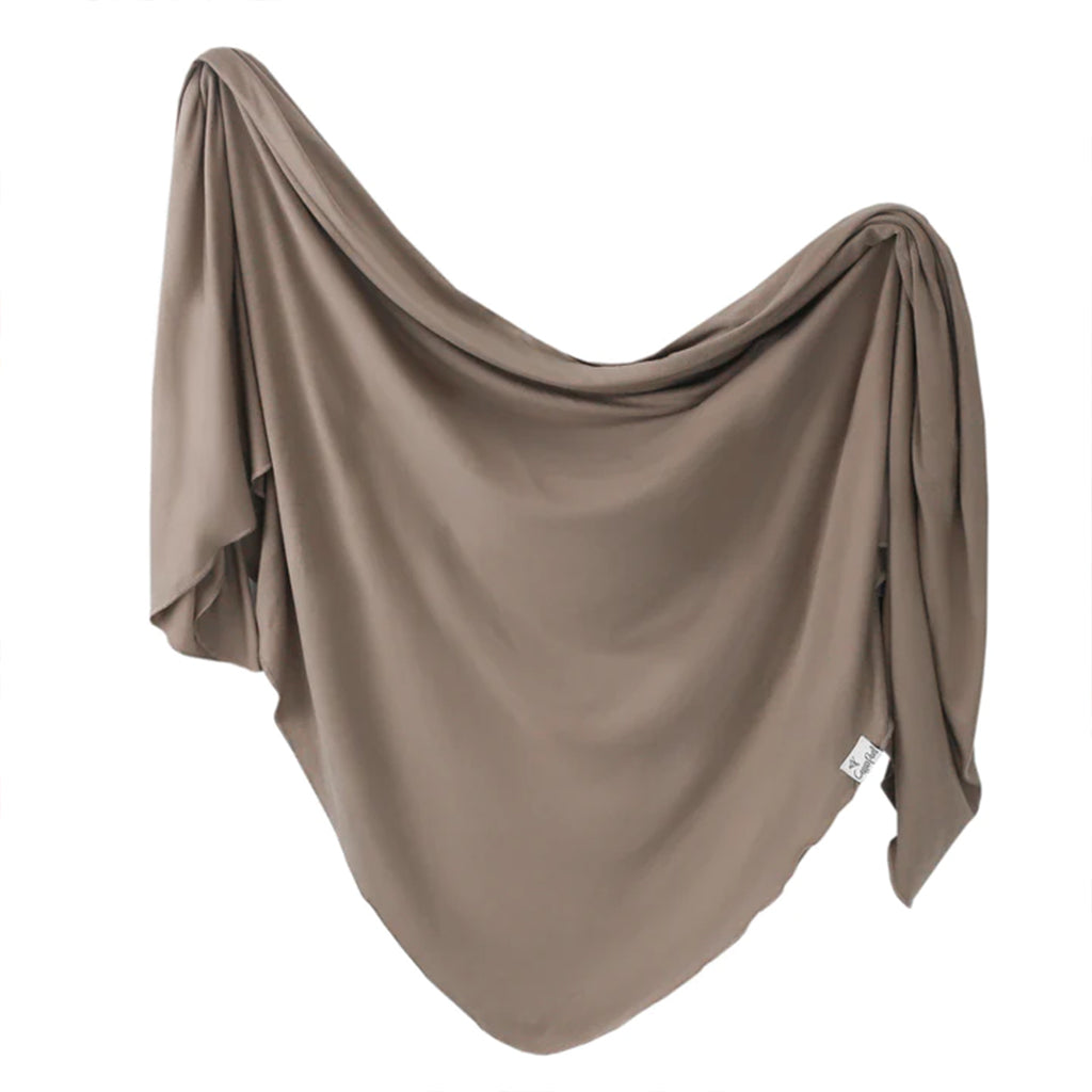 Copper Pearl Gobi Chocolate Brown Knit Swaddle Blanket