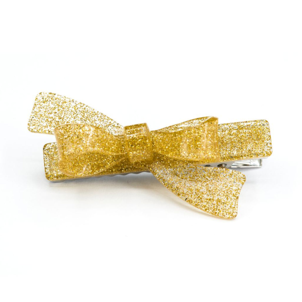 Gold glittery bow little girl's acrylic hair clip