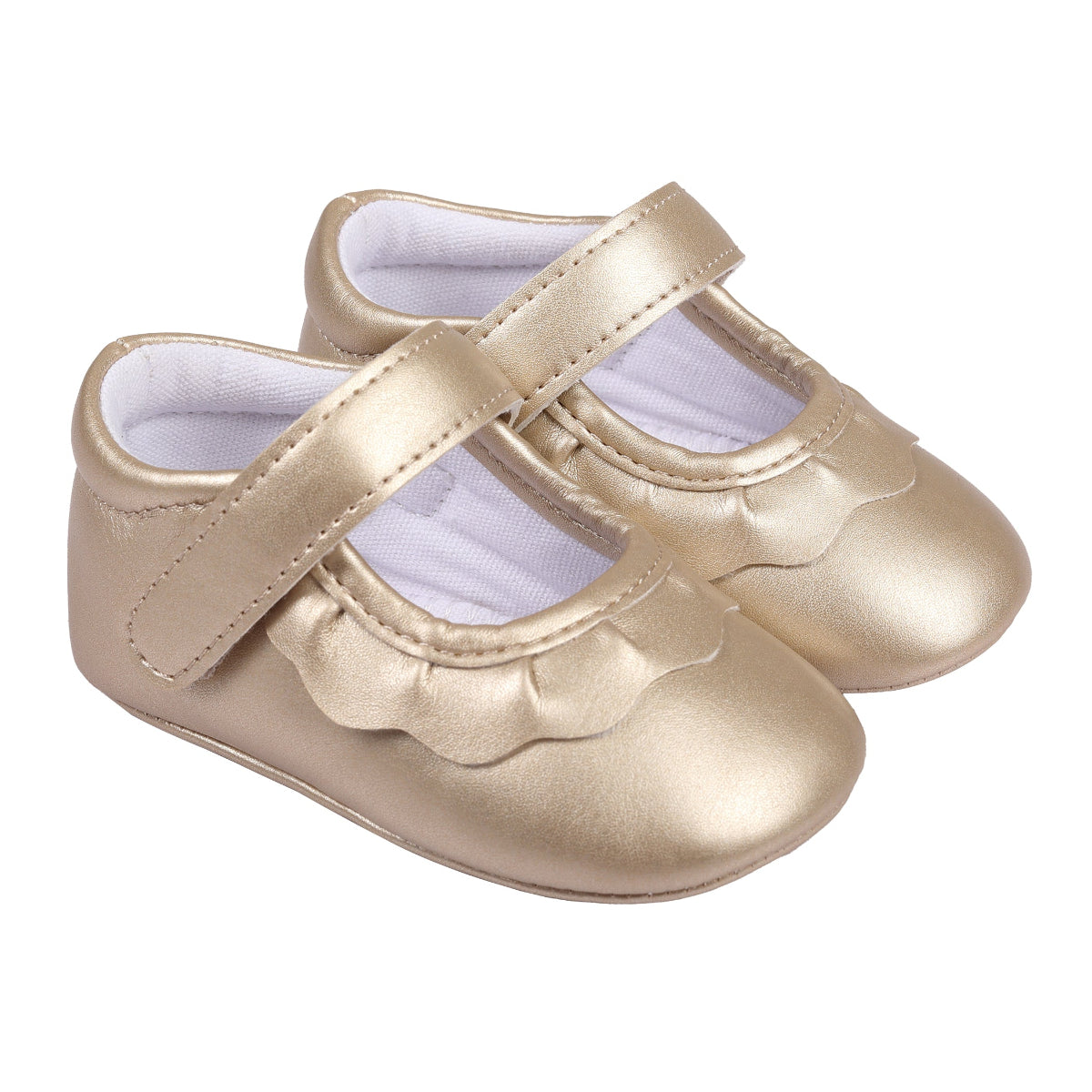 Gold Amina Ruffled Crib Shoe