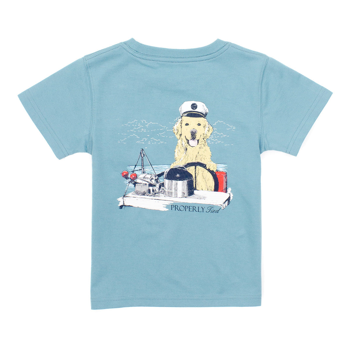 Properly Tied Boy's Golden Captain on Coastal Sky Blue Tee