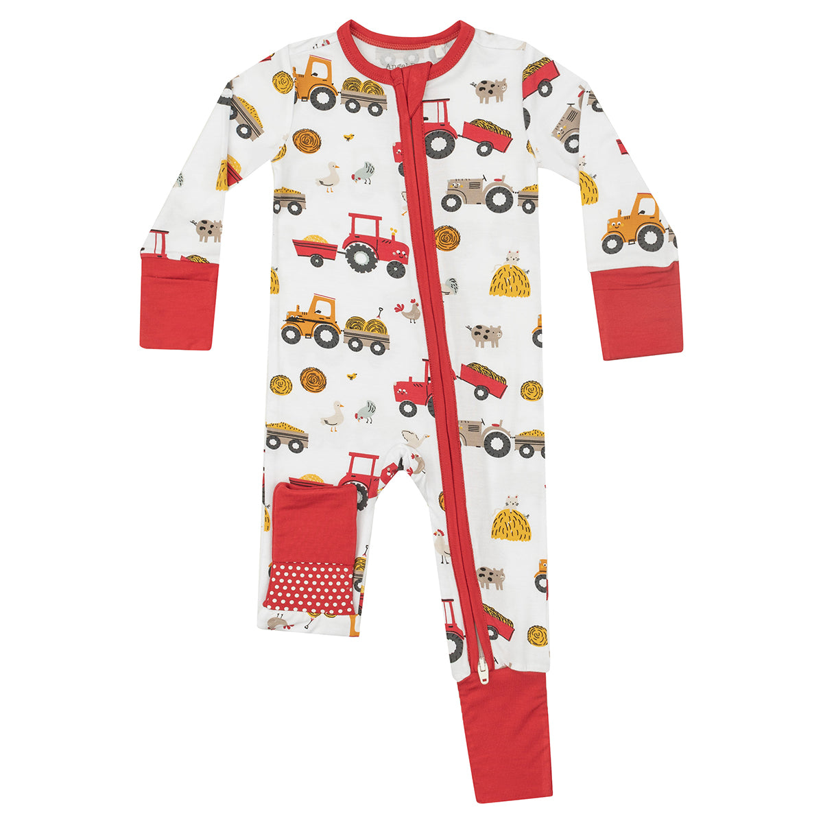 Boy's Happy Tractors Zippered Romper