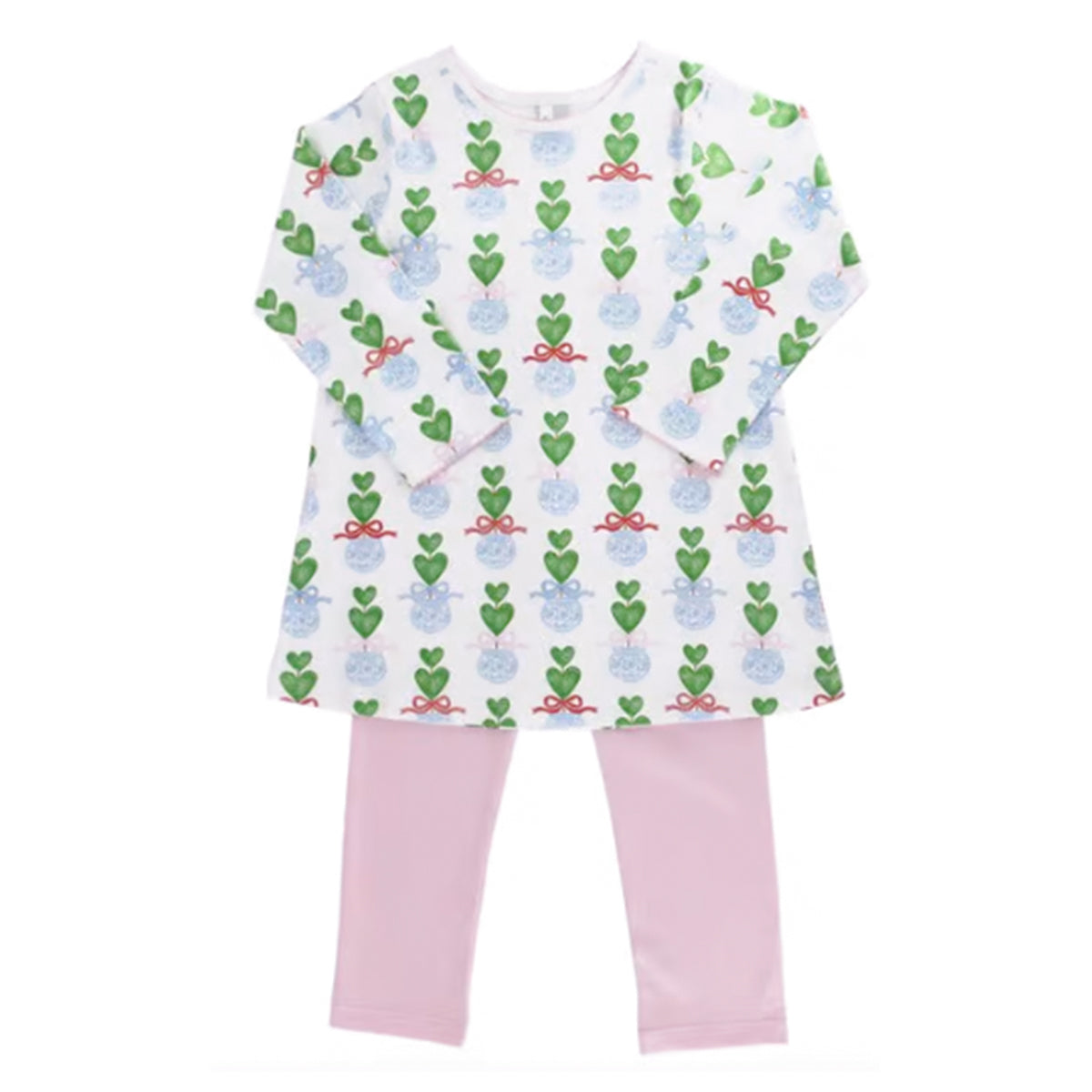 Girl's Topiary Love Pink Leggings Valentine Set