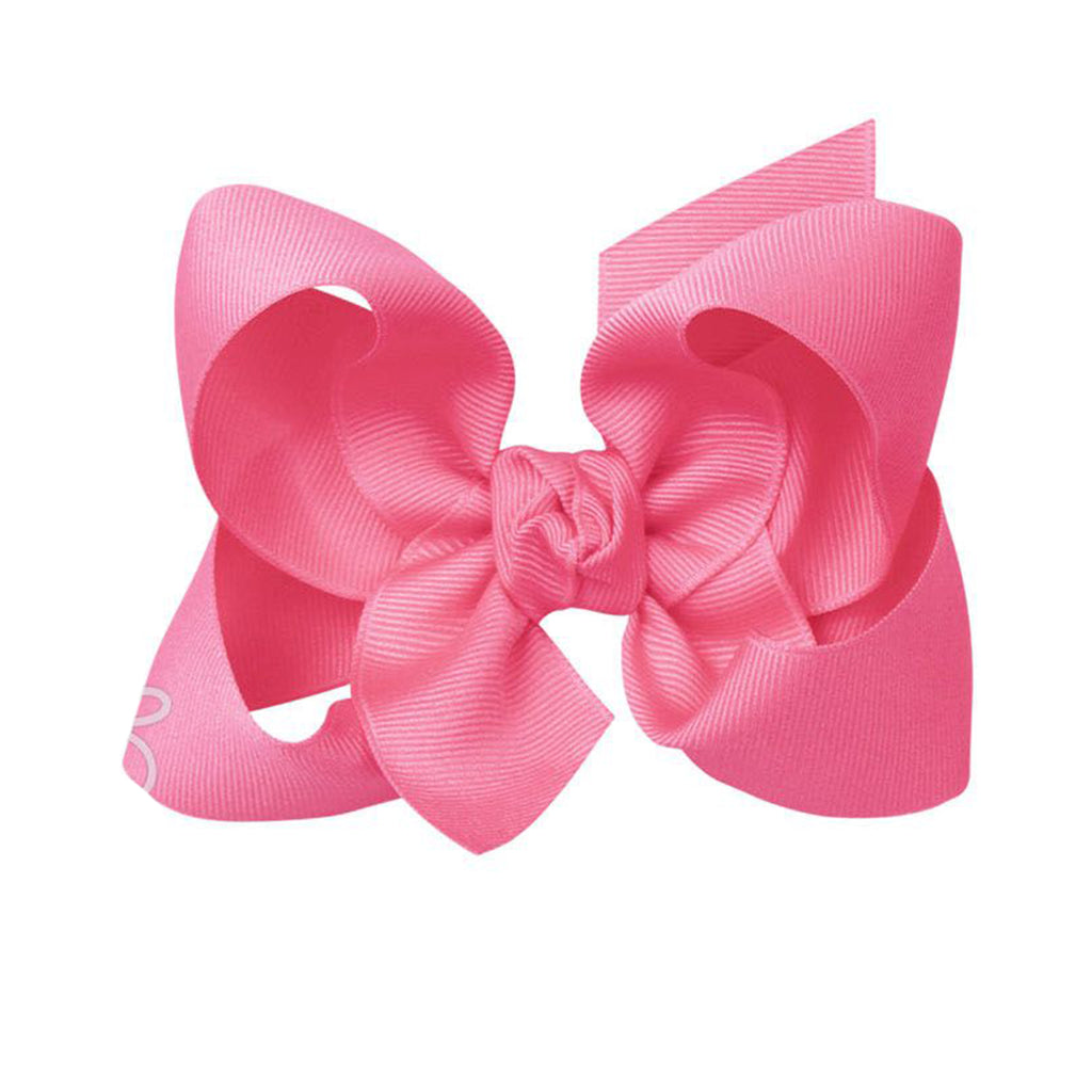 Hot pink grosgrain classic hair bow with double knot center.