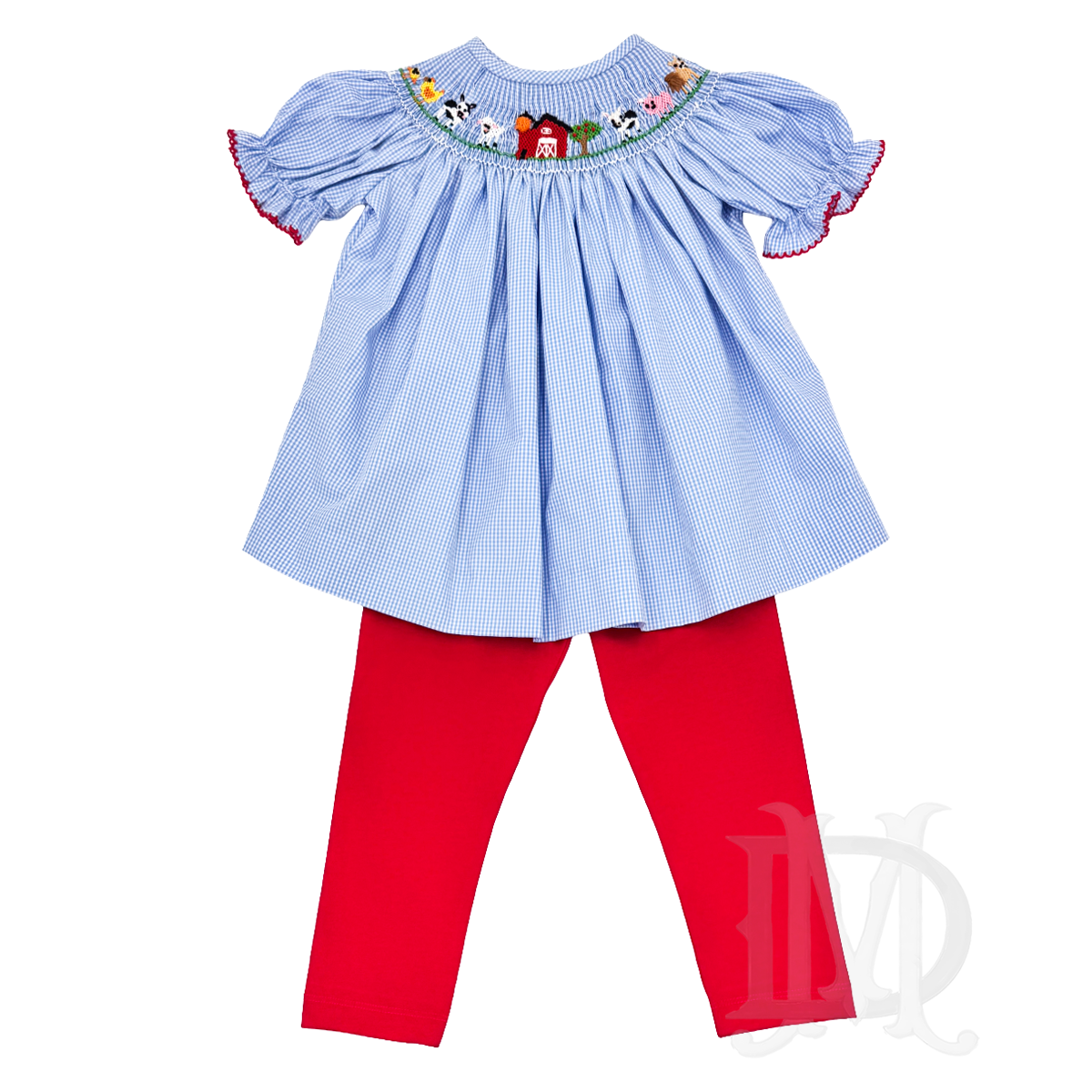 Farm Animals Smocked Bishop Pant Set