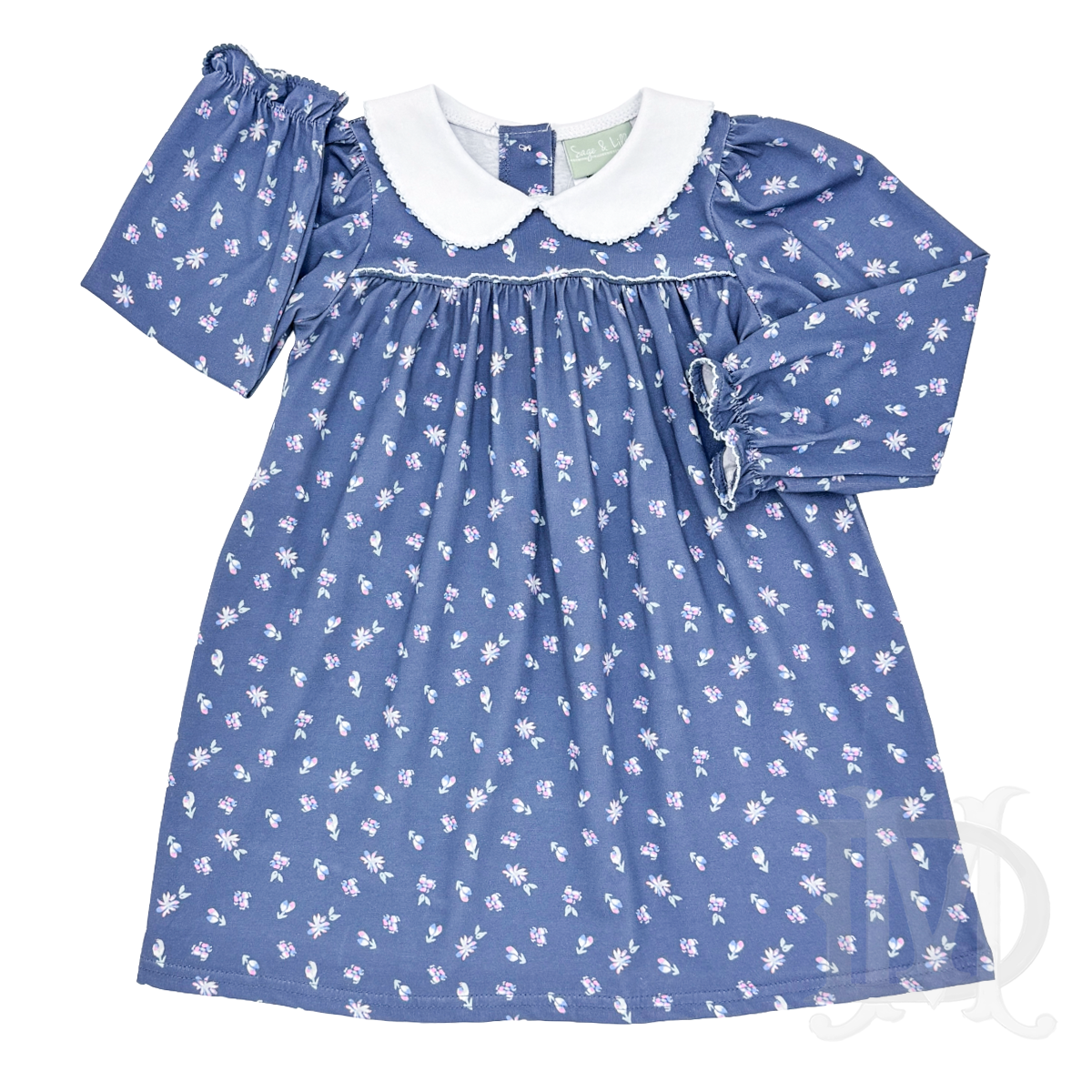 Dusty Blue Floral Peter Pan Dress
