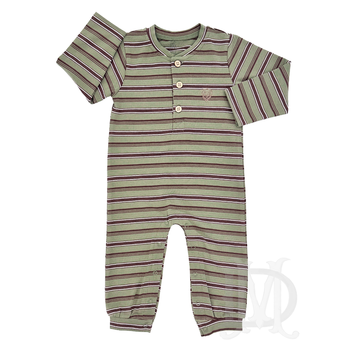 Olive and Brown Easton Romper