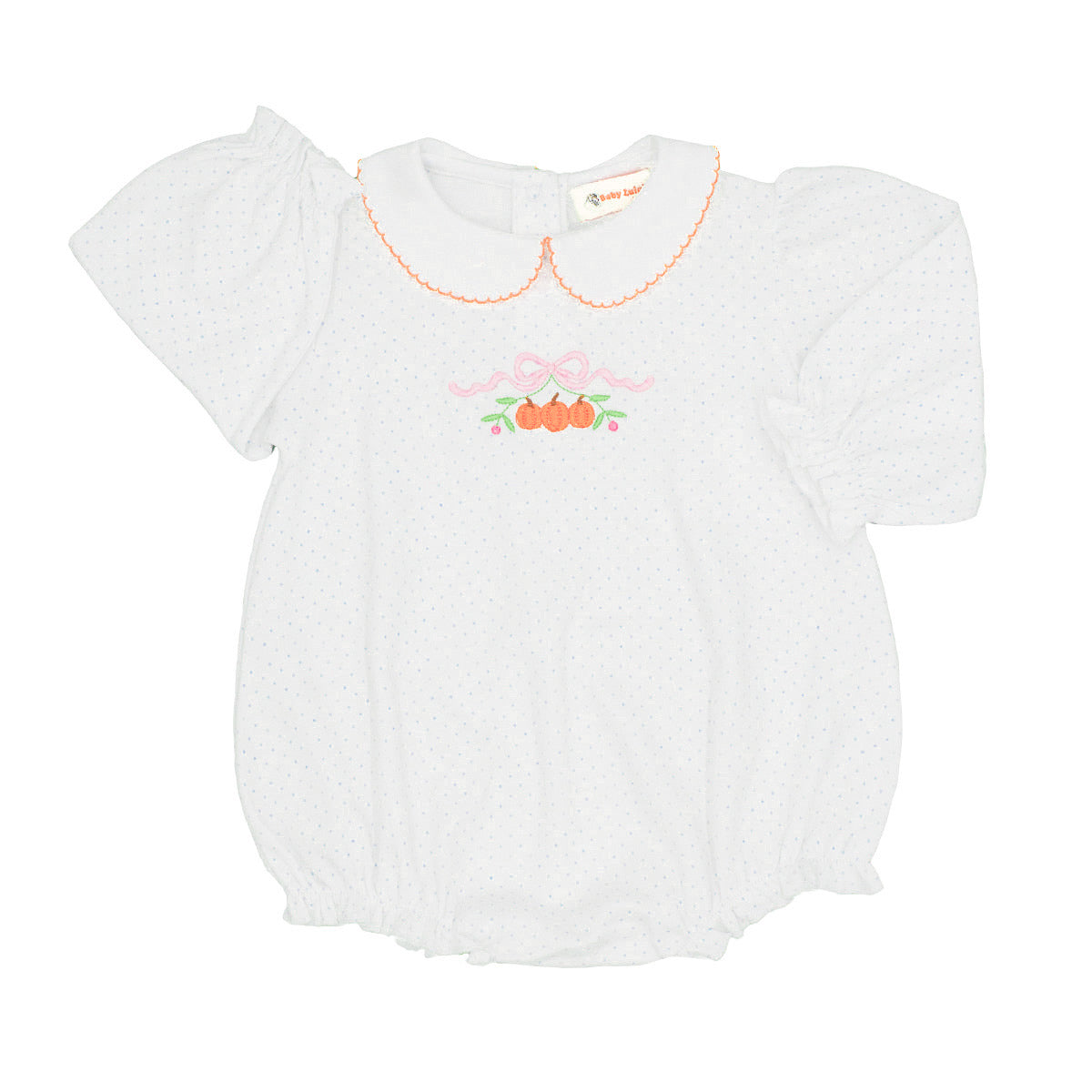 Pumpkin Bow Embroidered Bubble