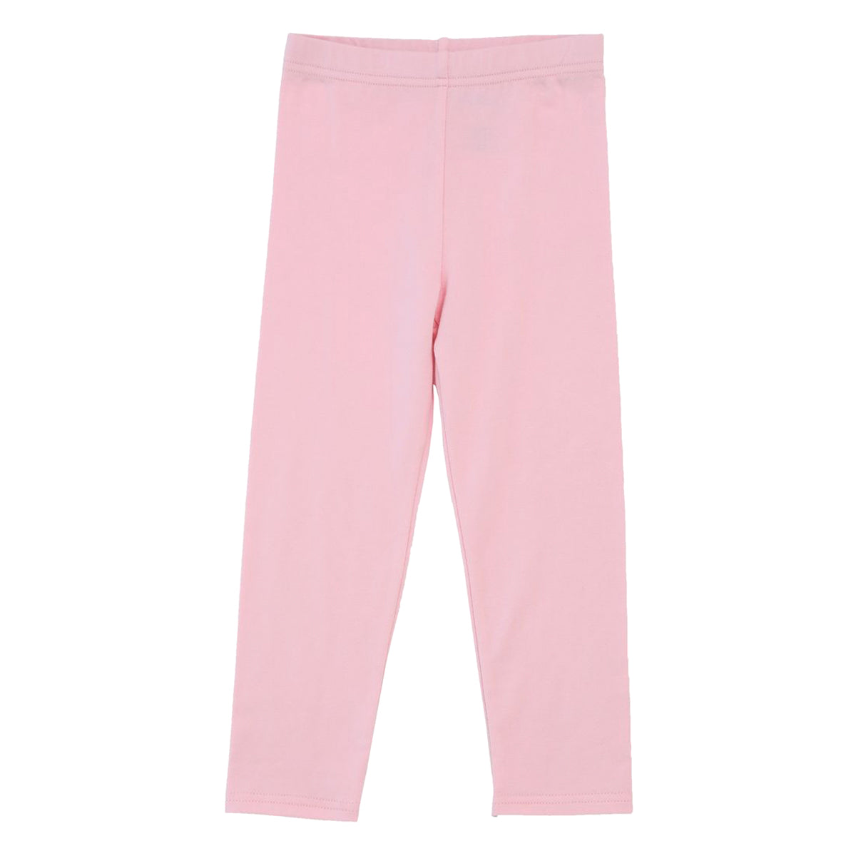A pair of toddler girl's solid light pink leggings.