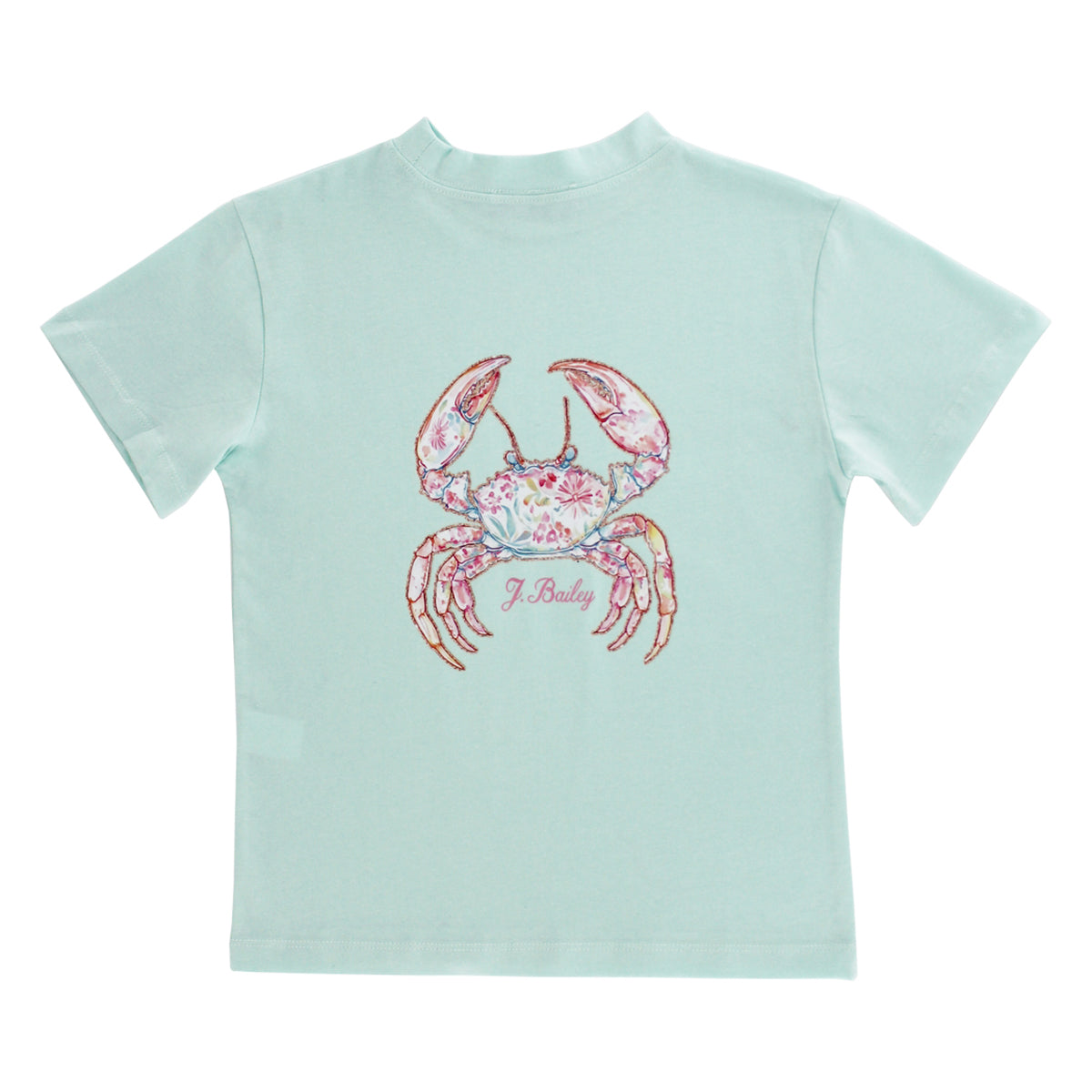 Girls seaglass green crab logo tee by J Bailey