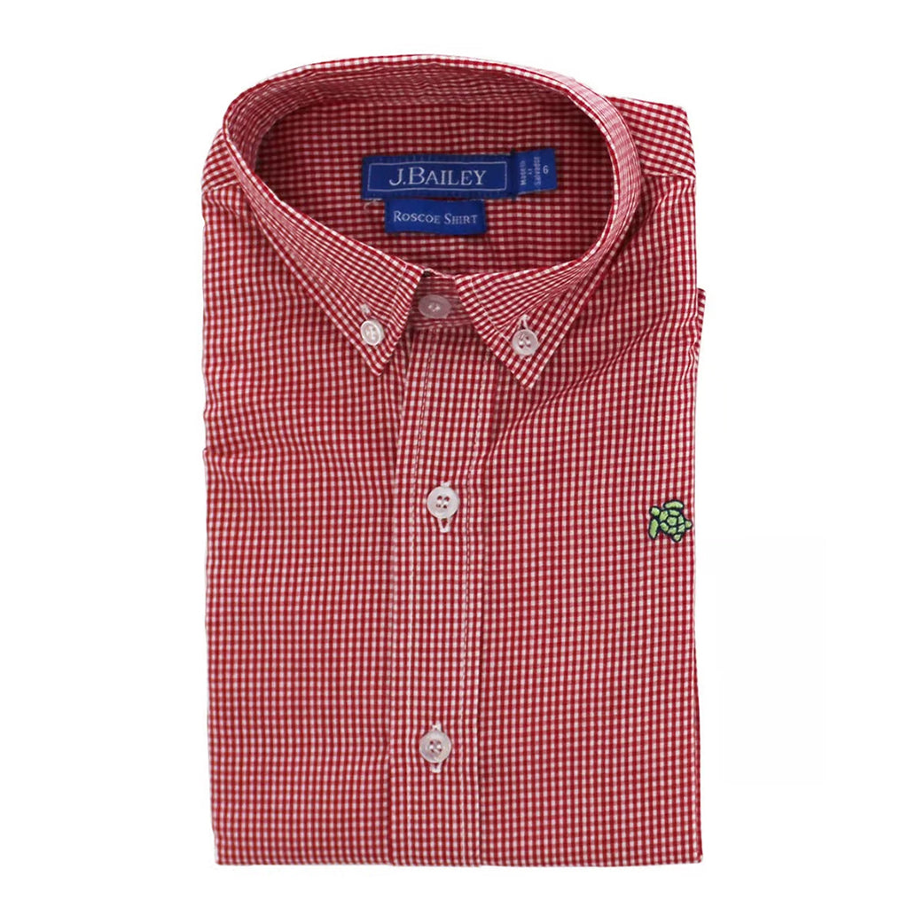 J. Bailey Toddler Boy's Red Gingham Long Sleeve Button Down Shirt