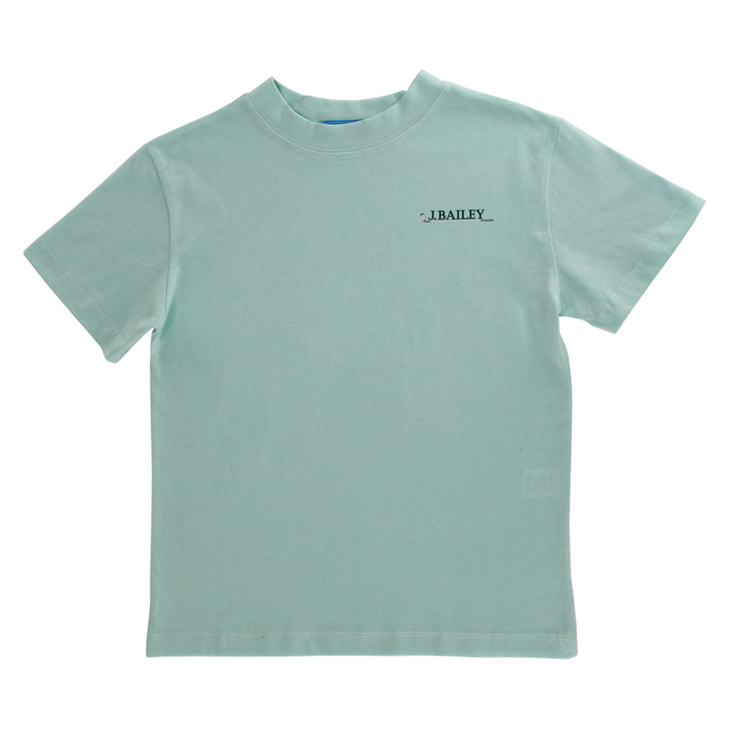 Light blue t-shirt with a J. BAILEY logo on the chest
