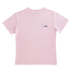 Pink t-shirt with a striped beach chair and J. Bailey logo.