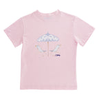 Girls pink t-shirt with beach chair and umbrella design.