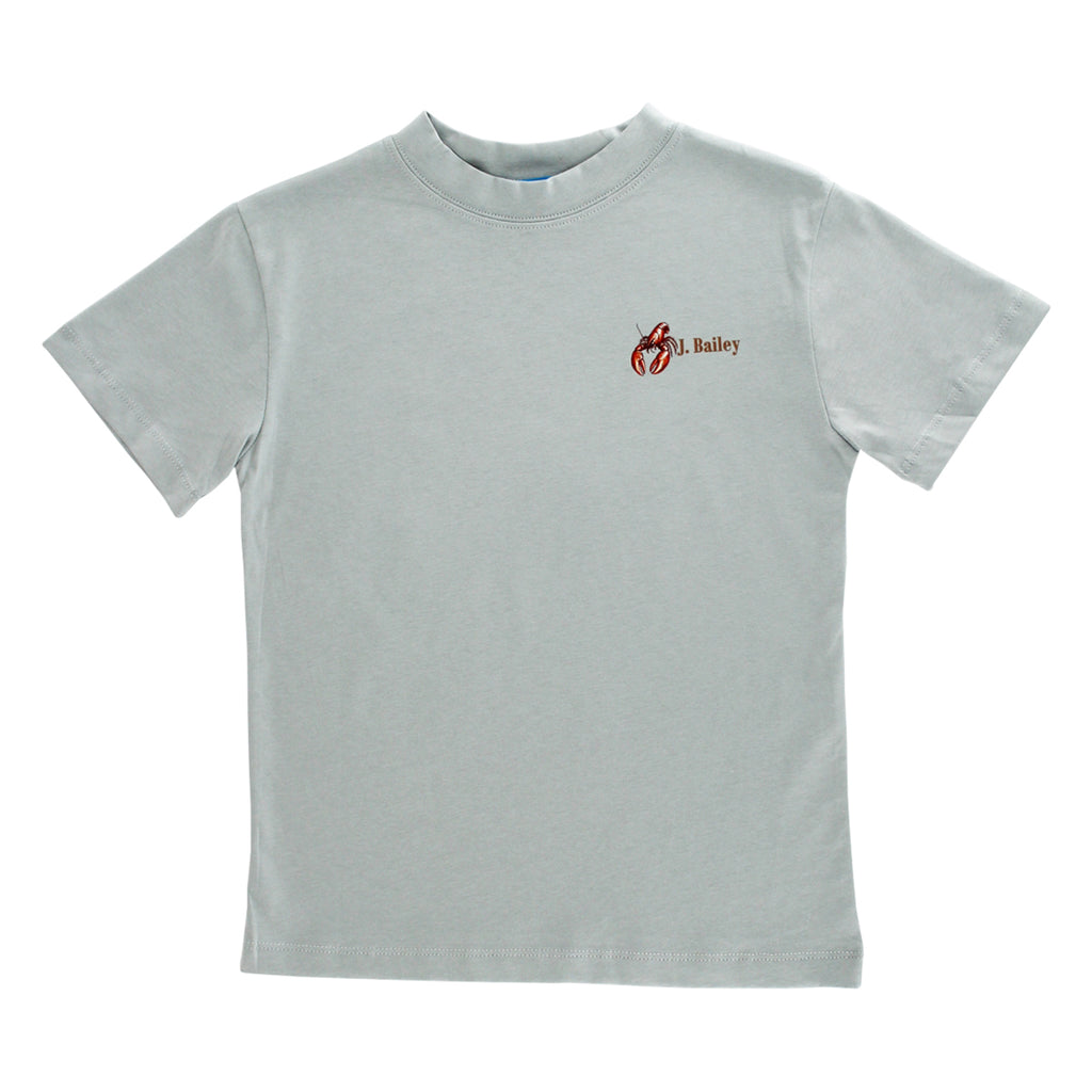 Boys sage green crab boil logo tee by J Bailey