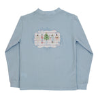 A light blue long-sleeve girls Christmas t-shirt featuring a central graphic of Nutcracker Ballet characters.