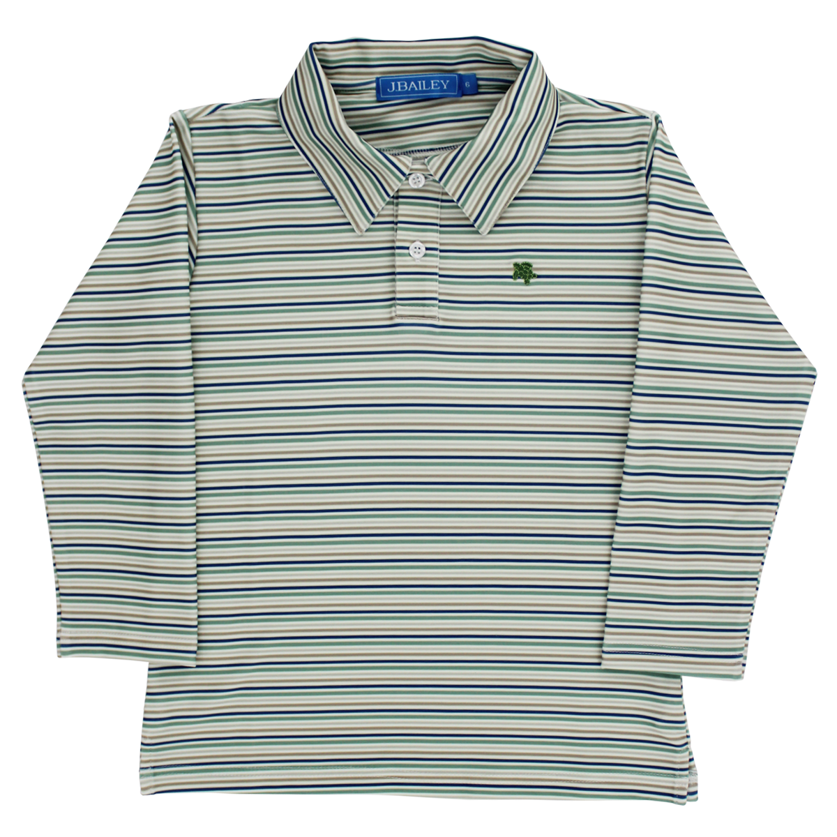 Olive Striped Performance Polo