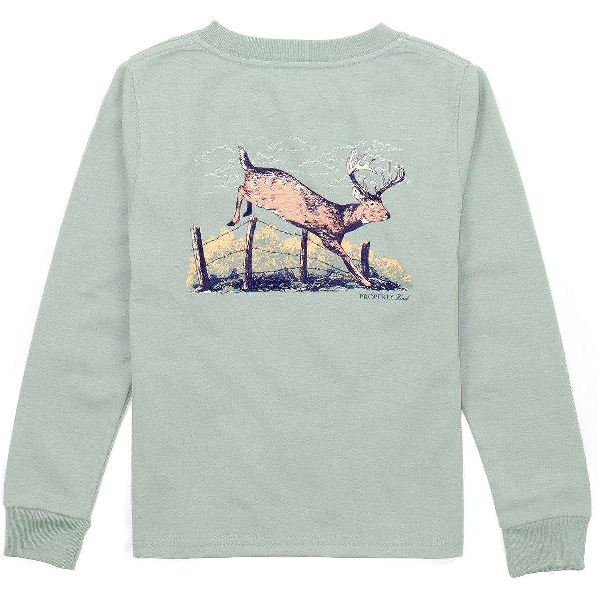 Boy's Jumping Buck on Sage Green T-Shirt