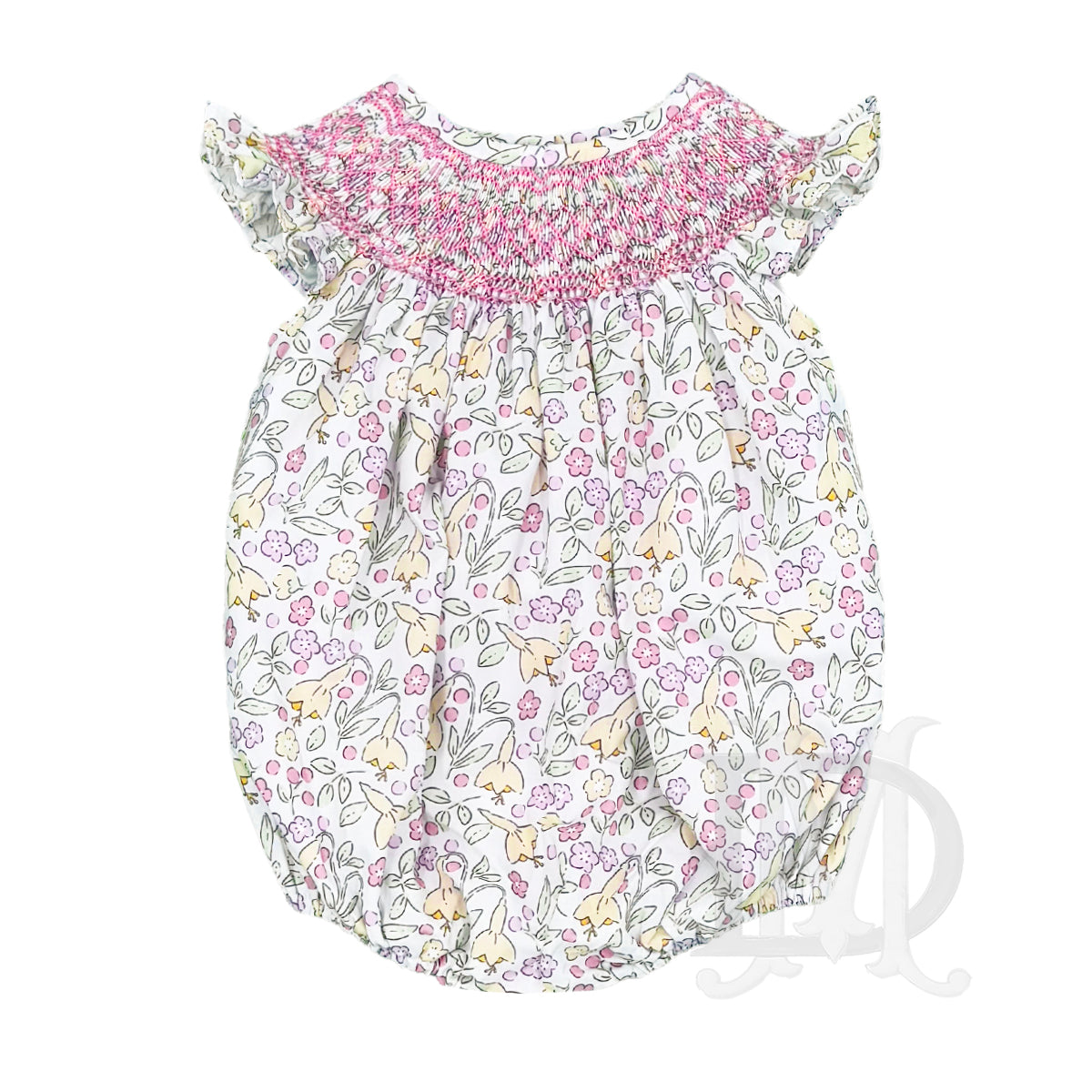 Girl's Smocked Kenley Pastel Floral Bubble