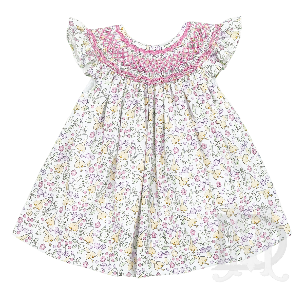 Girl's Kenley Pastel Floral Smocked Bishop Dress