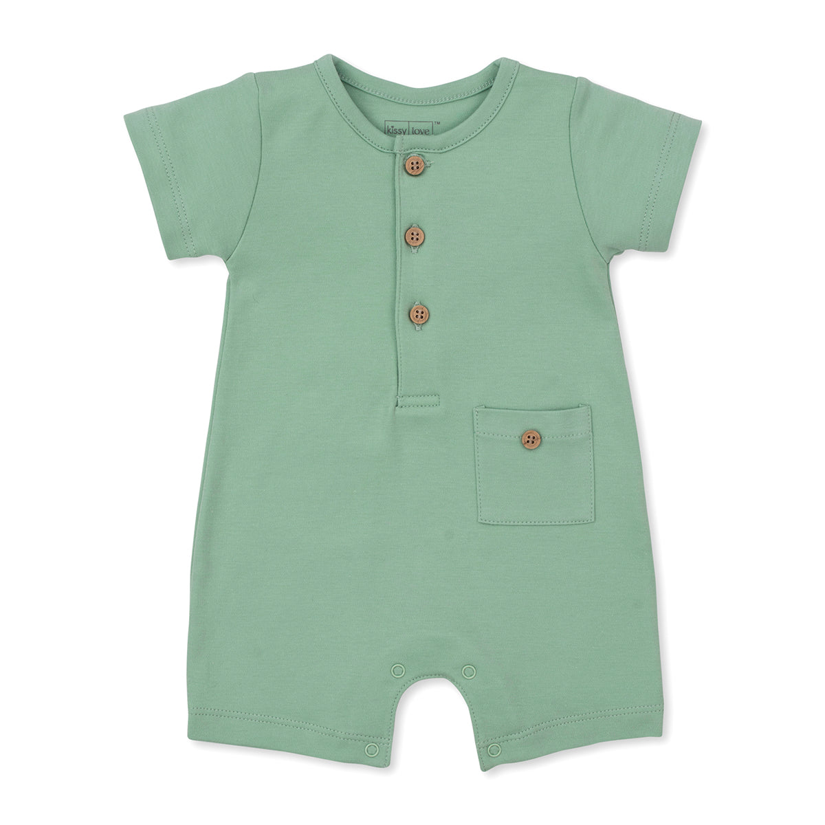 Crocodile Walk Green Henley Romper