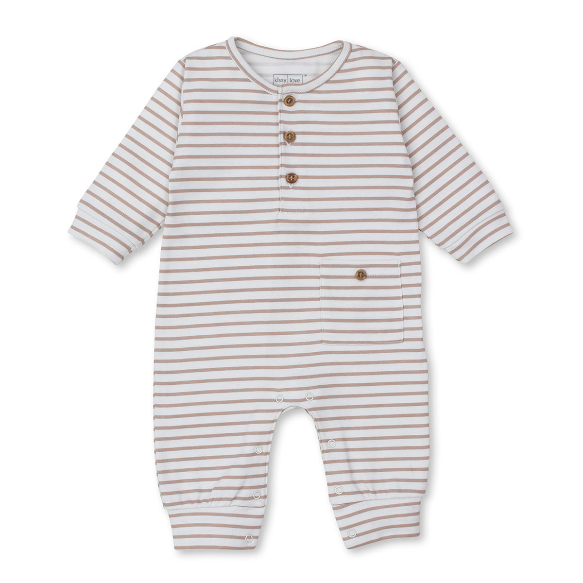 Kissy Kissy Love Little Boy's Brown Striped Bear Talk Playsuit