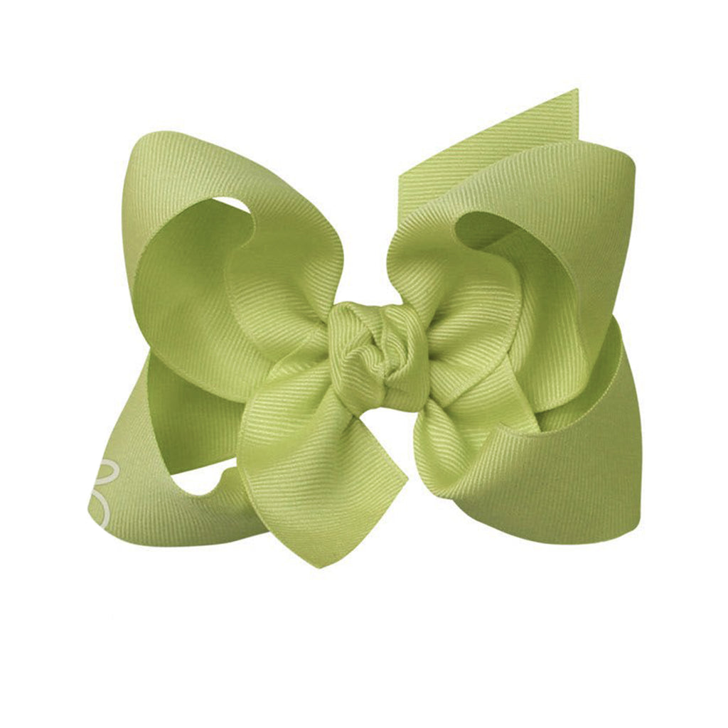 Light green grosgrain classic hair bow with double knot center.
