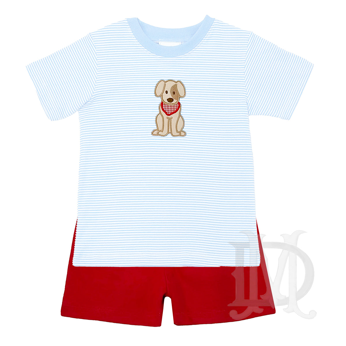 Boy's Appliqued Labrador Puppy Shorts Set