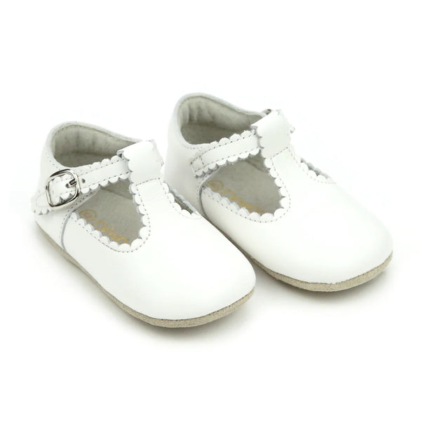 L'Amour White Elodie Baby Girl's Mary Jane Crib Shoes MadisonDrake