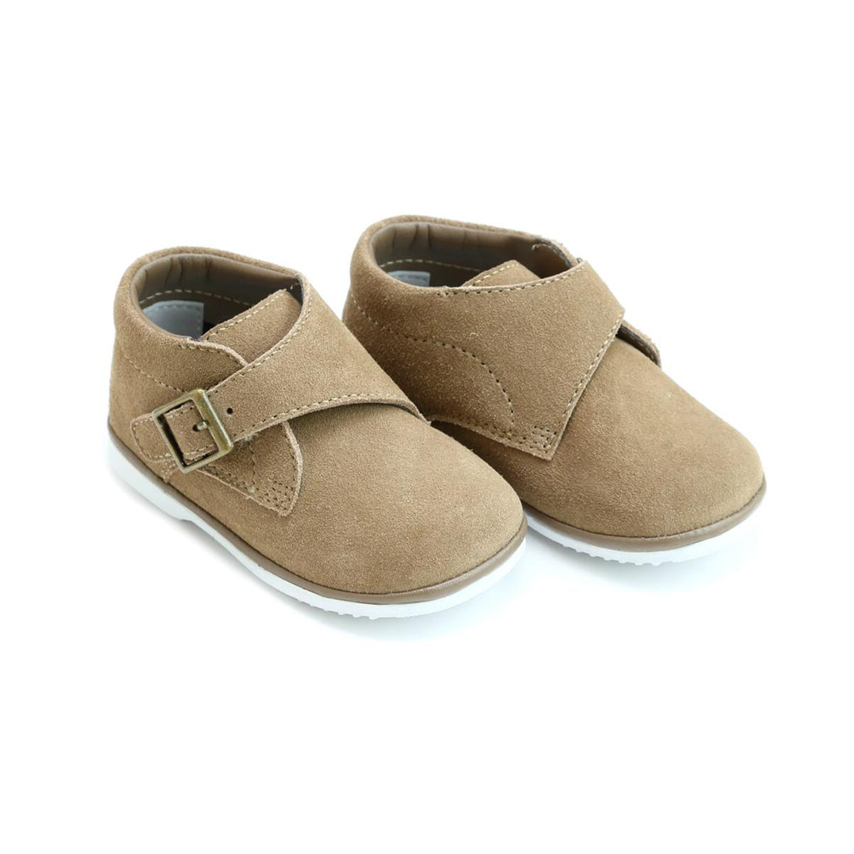 Boy's Finch Buckled Khaki Suede Leather Boots