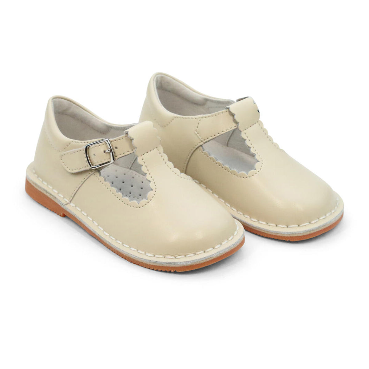 Girl's Selina Oatmeal Mary Jane T-Strap Shoes