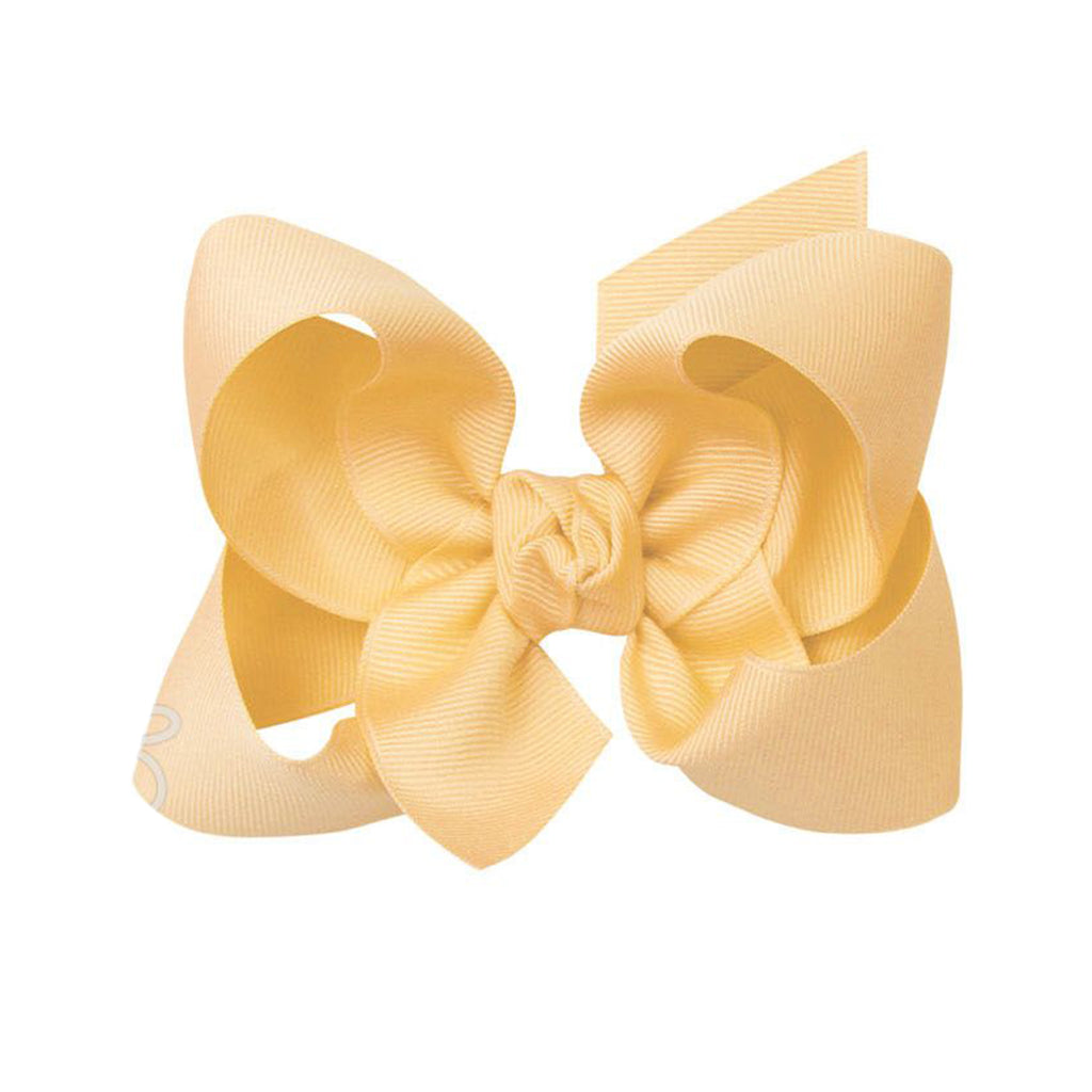 Light yellow grosgrain classic hair bow with double knot center.