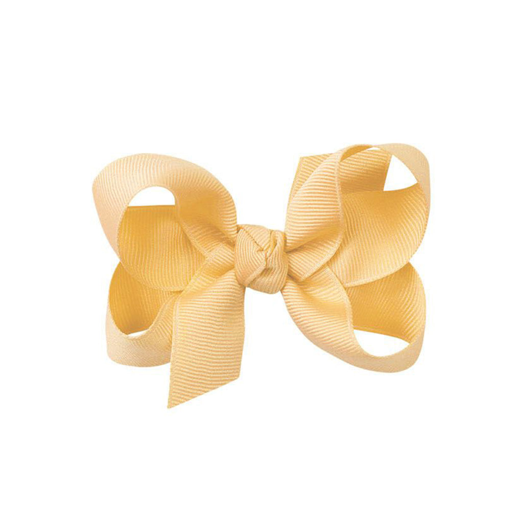 Light yellow grosgrain classic hair bow with double knot center.