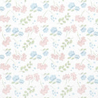 Pink and blue floral Liberty-inspired print on white background.