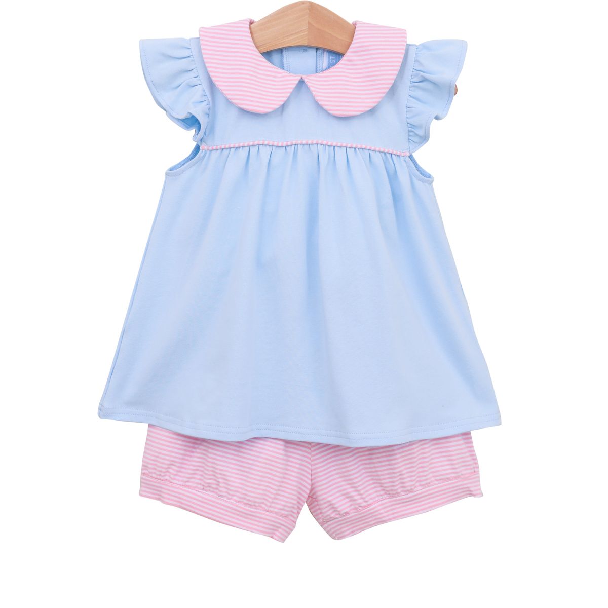 Girl's Knit Blue and Pink Stripe Genevieve Bloomer Set